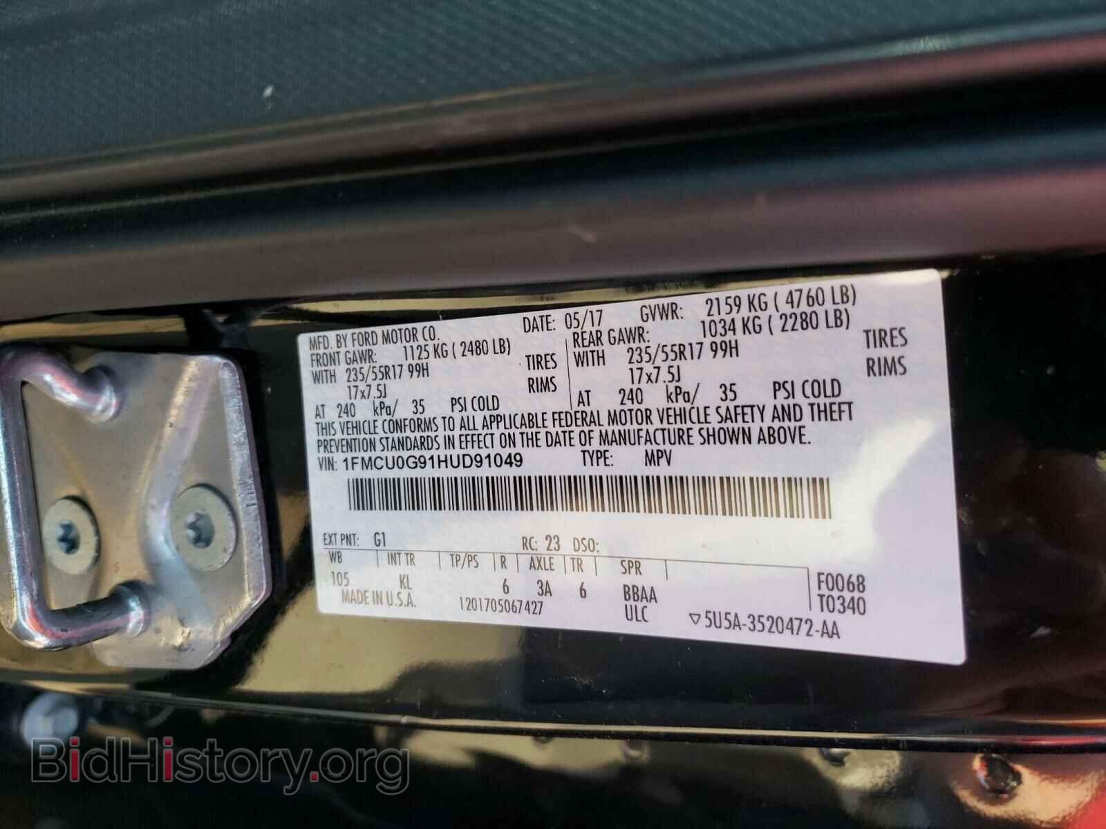 2017 FORD ESCAPE - VIN: 1FMCU0G91HUD91049 - Photo 10