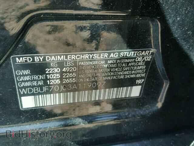 2003 MERCEDES-BENZ E - VIN: WDBUF70J03A119097 - Фото 10