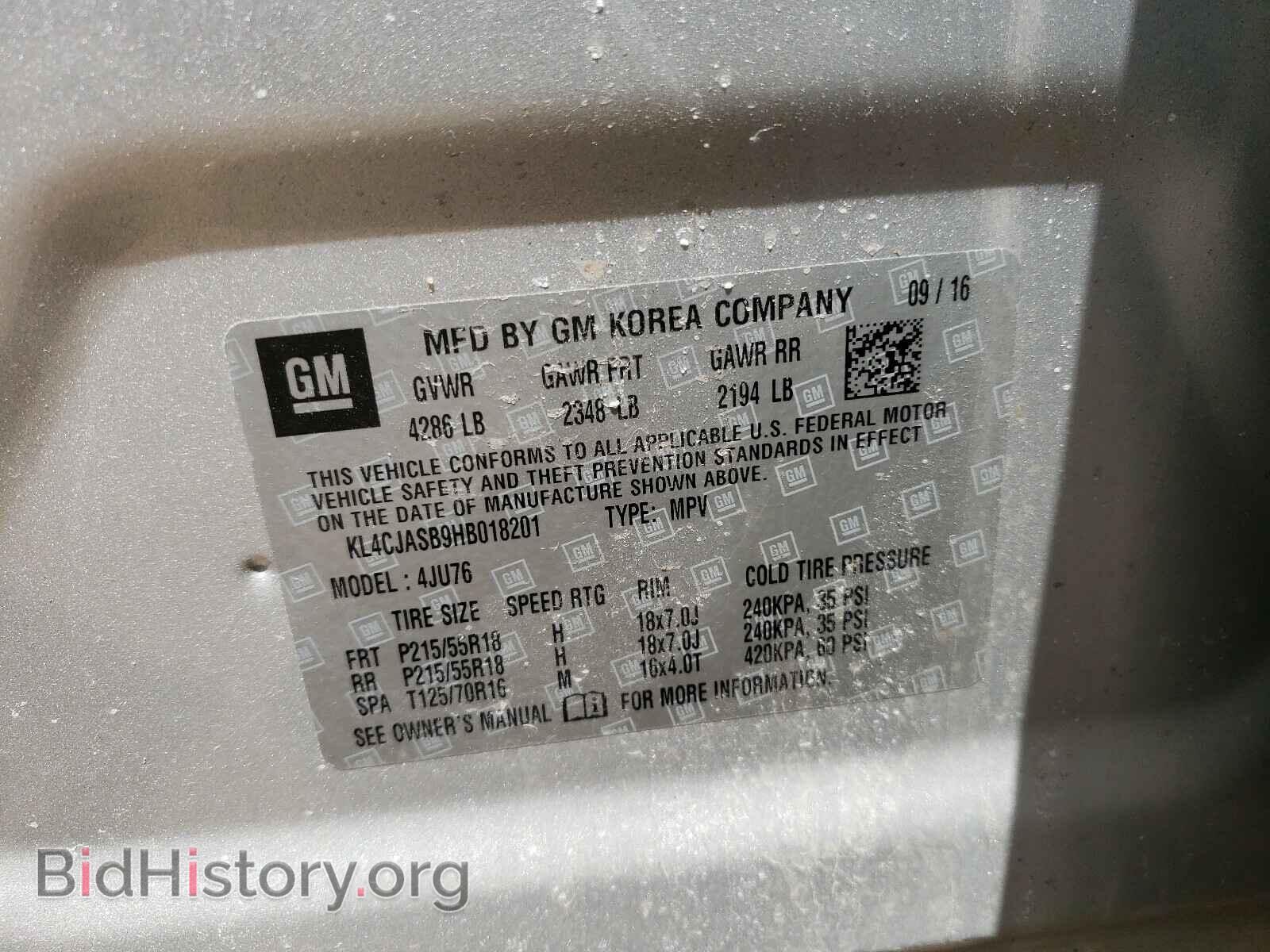 2017 BUICK ENCORE - VIN: KL4CJASB9HB018201 - Фото 10