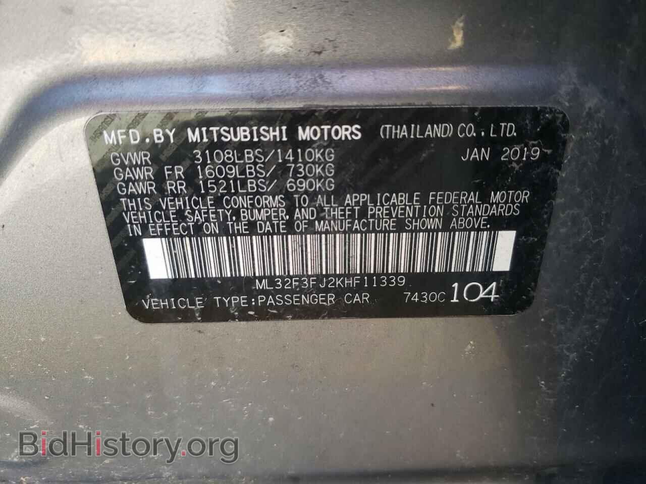 2019 MITSUBISHI MIRAGE - VIN: ML32F3FJ2KHF11339 - Фото 10