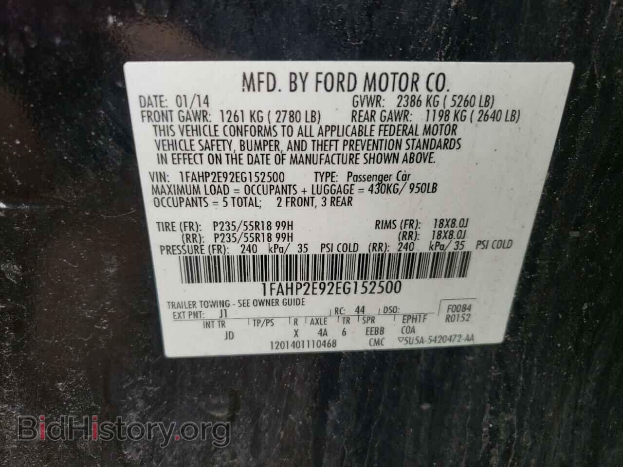 2014 FORD TAURUS - VIN: 1FAHP2E92EG152500 - Photo 10
