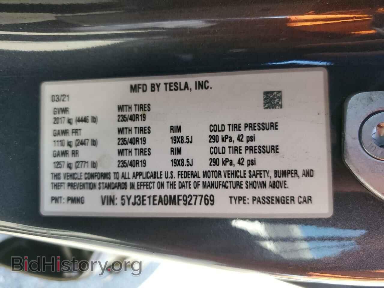 2021 TESLA MODEL 3 - VIN: 5YJ3E1EA0MF927769 - Photo 12