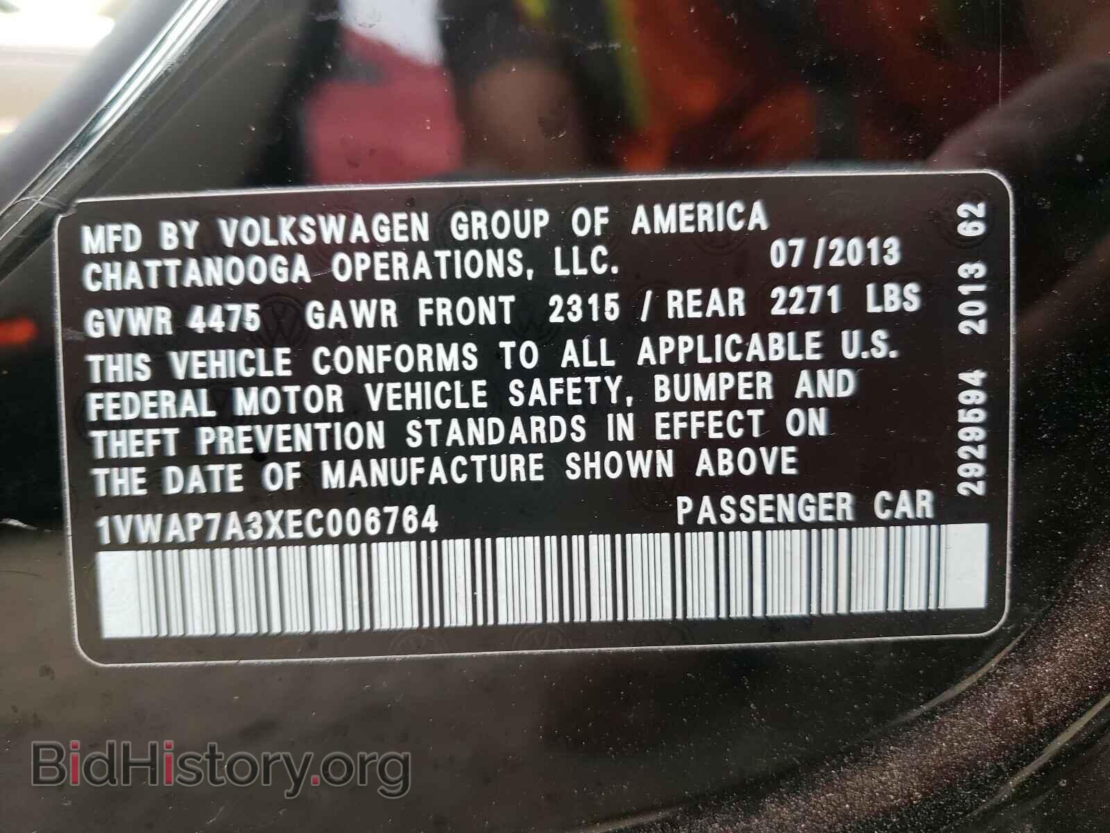 2014 VOLKSWAGEN PASSAT - VIN: 1VWAP7A3XEC006764 - Фото 10