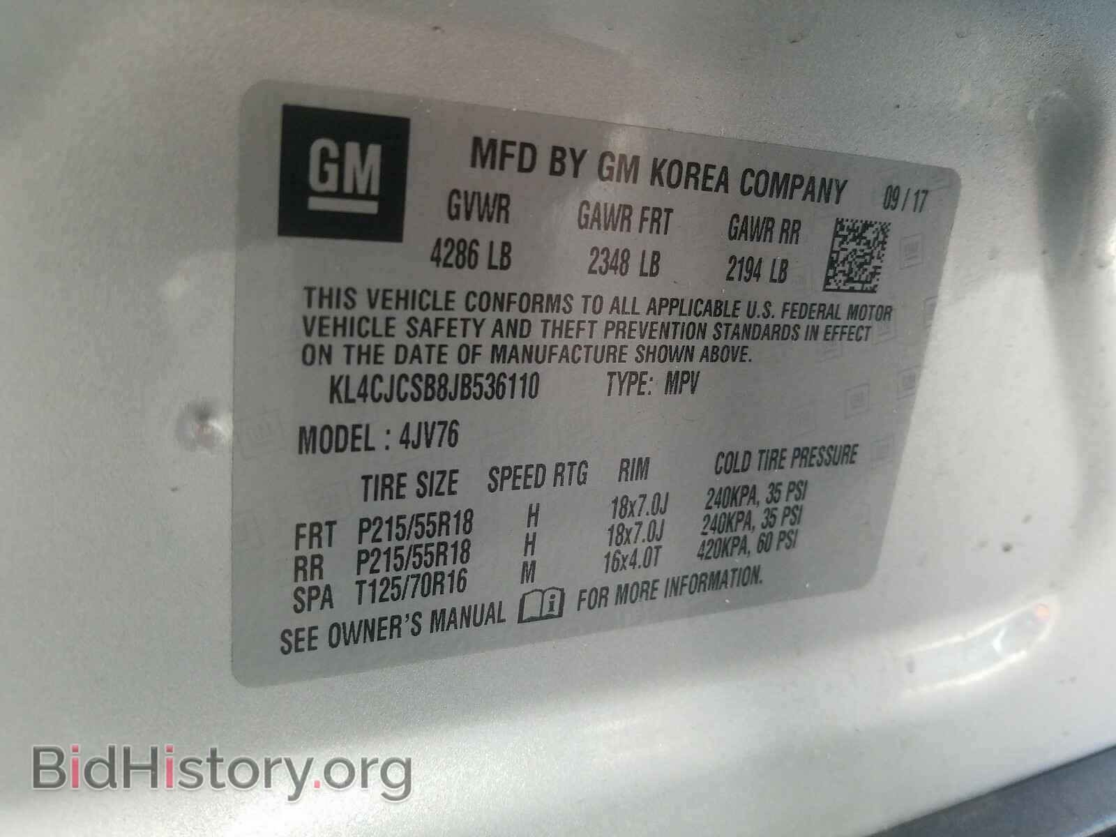 2018 BUICK ENCORE - VIN: KL4CJCSB8JB536110 - Фото 10