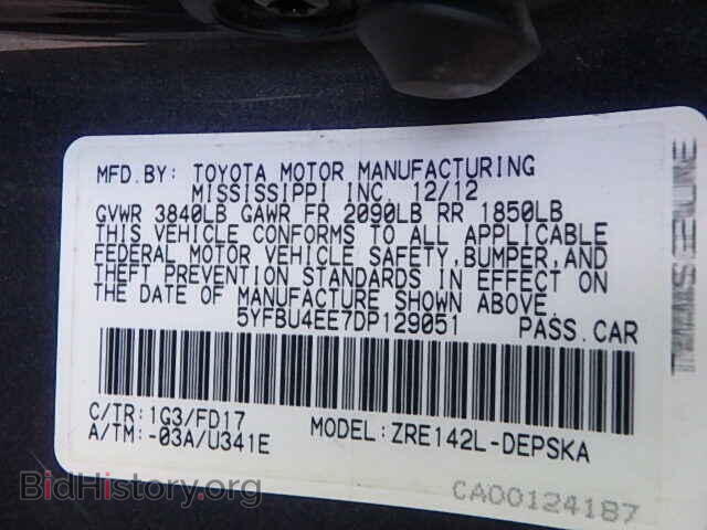 2013 TOYOTA COROLLA - VIN: 5YFBU4EE7DP129051 - Фото 9