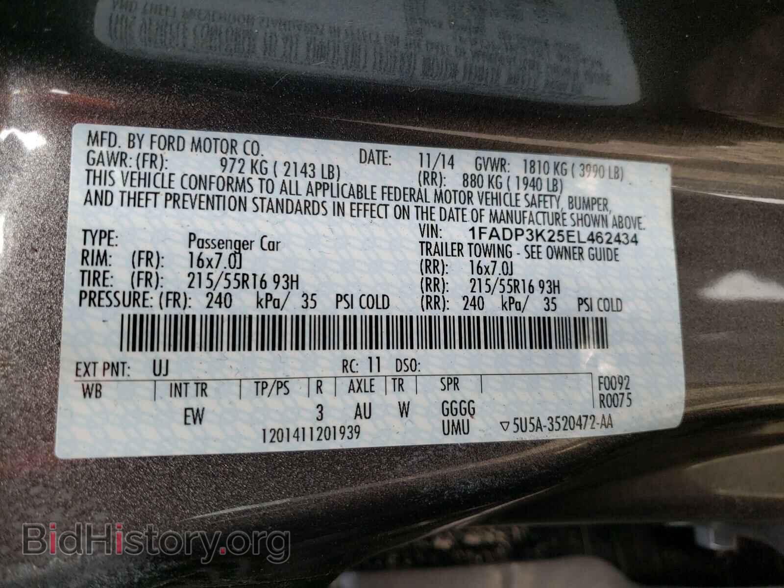 2014 FORD FOCUS - VIN: 1FADP3K25EL462434 - Фото 10
