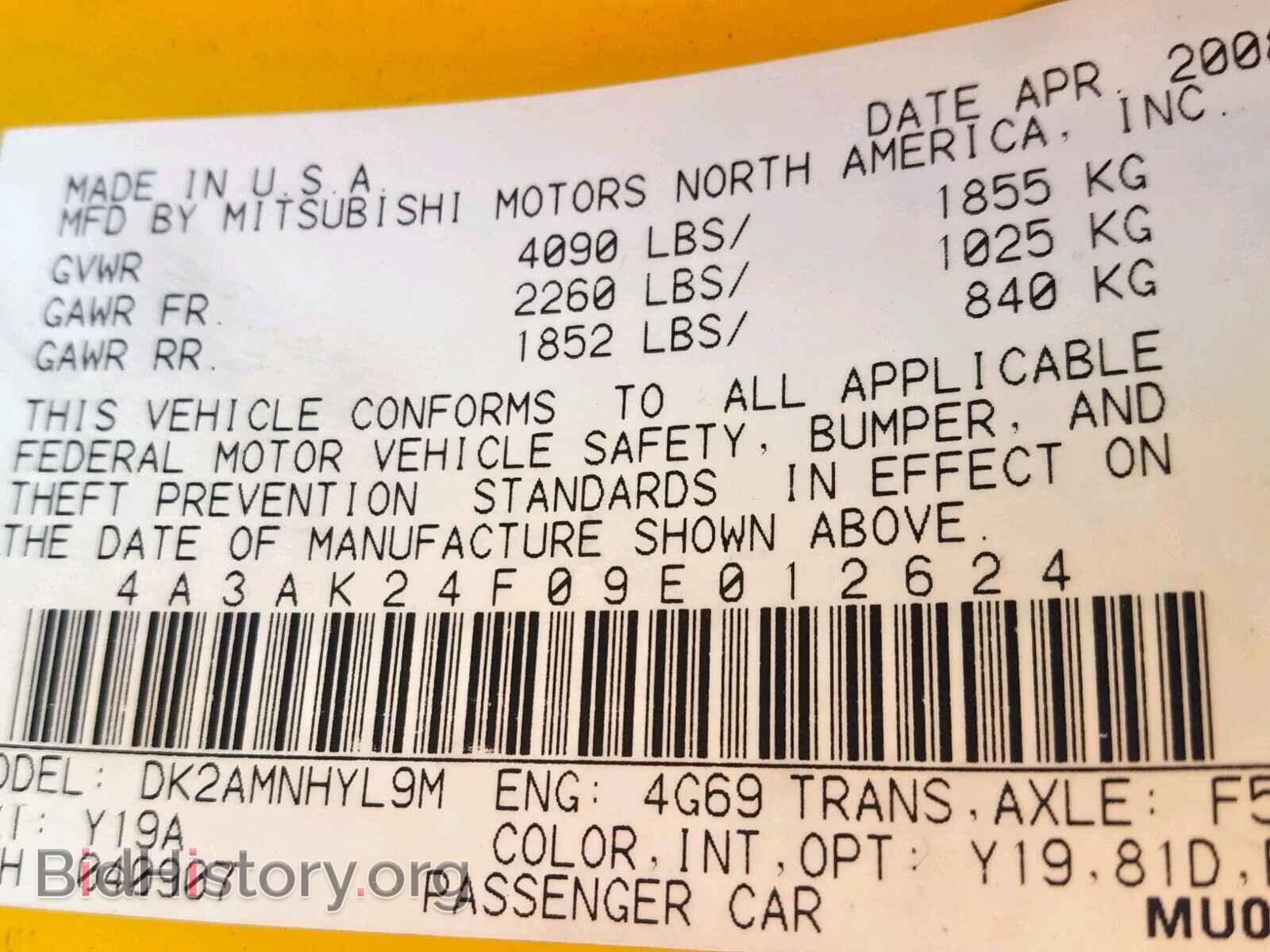 2009 MITSUBISHI ECLIPSE - VIN: 4A3AK24F09E012624 - Фото 10