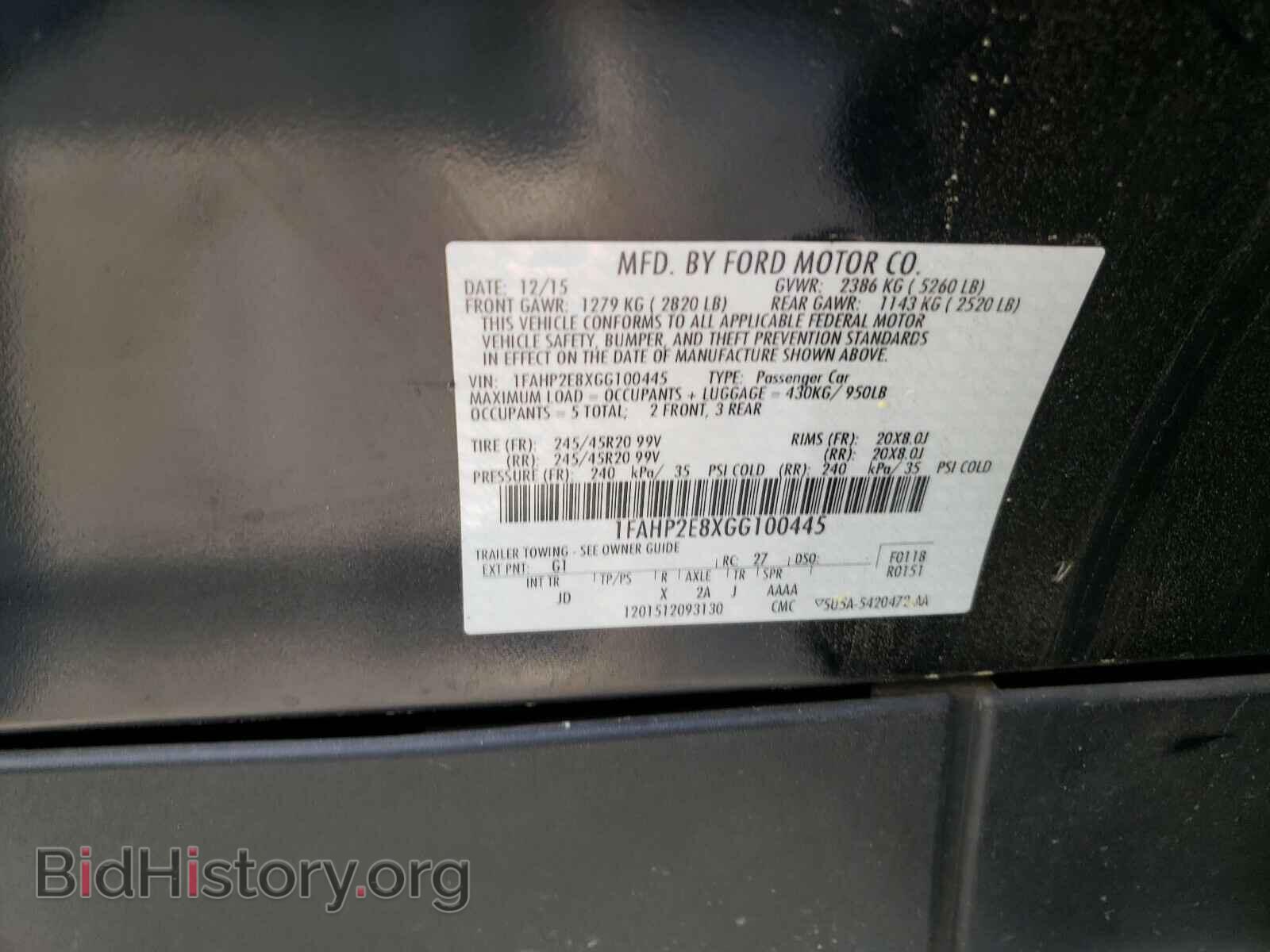 2016 FORD TAURUS - VIN: 1FAHP2E8XGG100445 - Фото 10