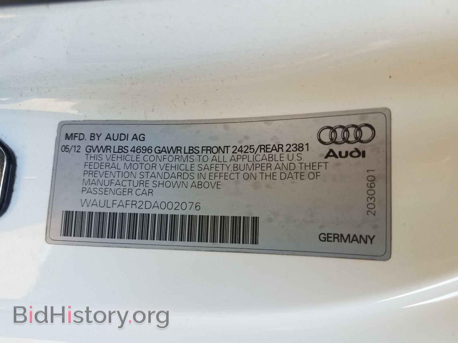 2013 AUDI A5 - VIN: WAULFAFR2DA002076 - Photo 10