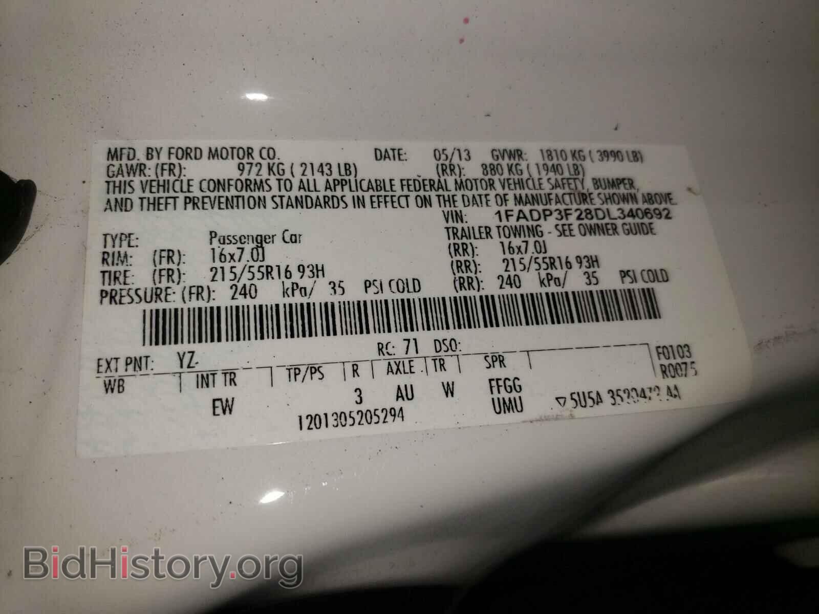 2013 FORD FOCUS - VIN: 1FADP3F28DL340692 - Фото 10
