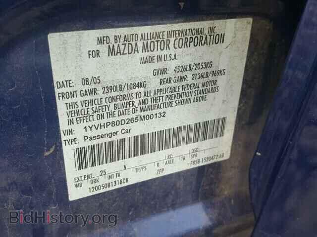 2006 MAZDA 6 - VIN: 1YVHP80D265M00132 - Фото 10