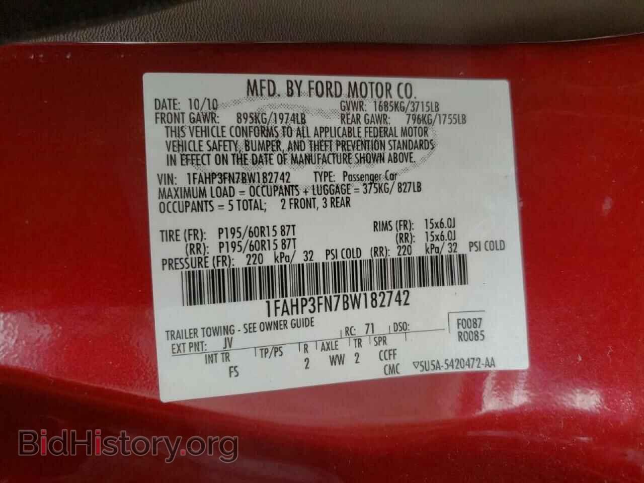 2011 FORD FOCUS - VIN: 1FAHP3FN7BW182742 - Фото 10