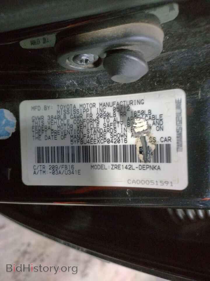 2012 TOYOTA COROLLA - VIN: 5YFBU4EEXCP042016 - Photo 10