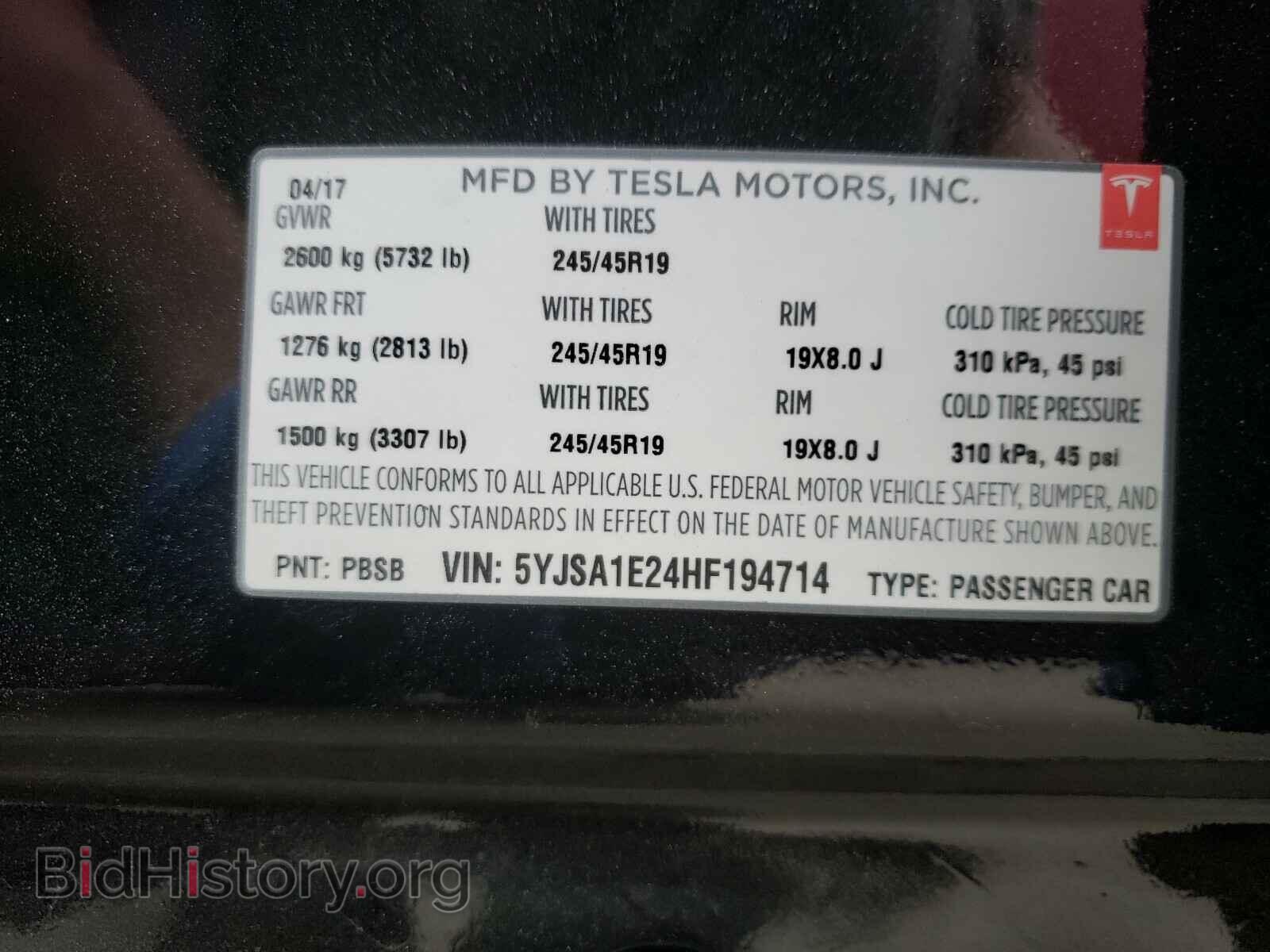 2017 TESLA MODEL S - VIN: 5YJSA1E24HF194714 - Photo 10
