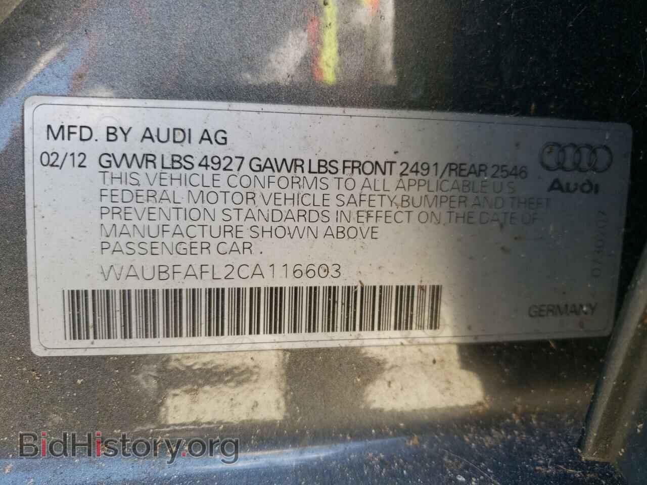 2012 AUDI A4 - VIN: WAUBFAFL2CA116603 - Фото 12