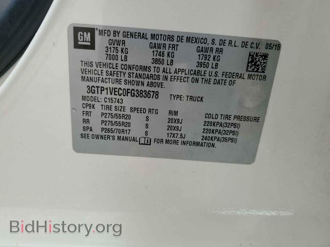2015 GMC SIERRA - VIN: 3GTP1VEC0FG383678 - Фото 12
