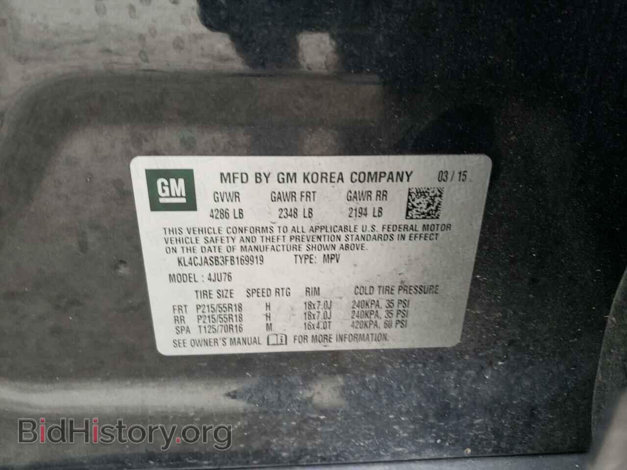2015 BUICK ENCORE - VIN: KL4CJASB3FB169919 - Фото 10