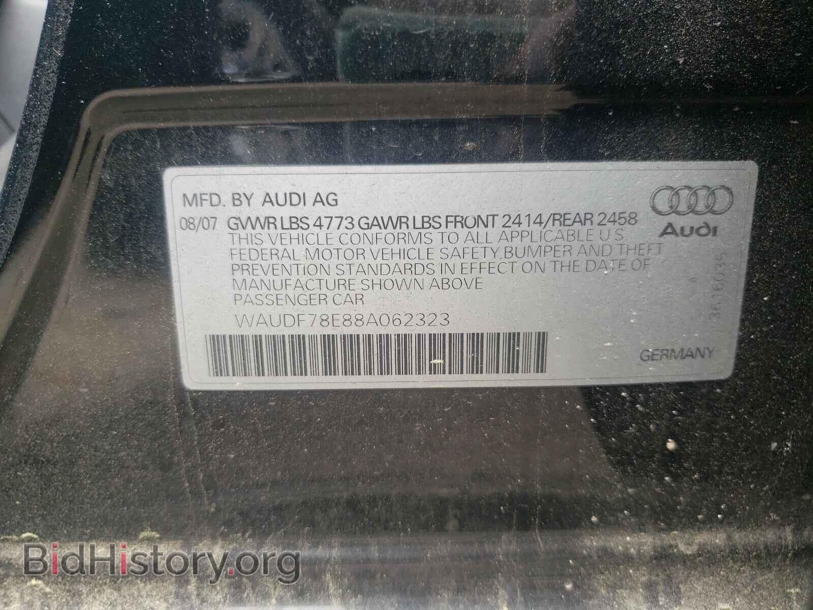 2008 AUDI A4 - VIN: WAUDF78E88A062323 - Фото 10