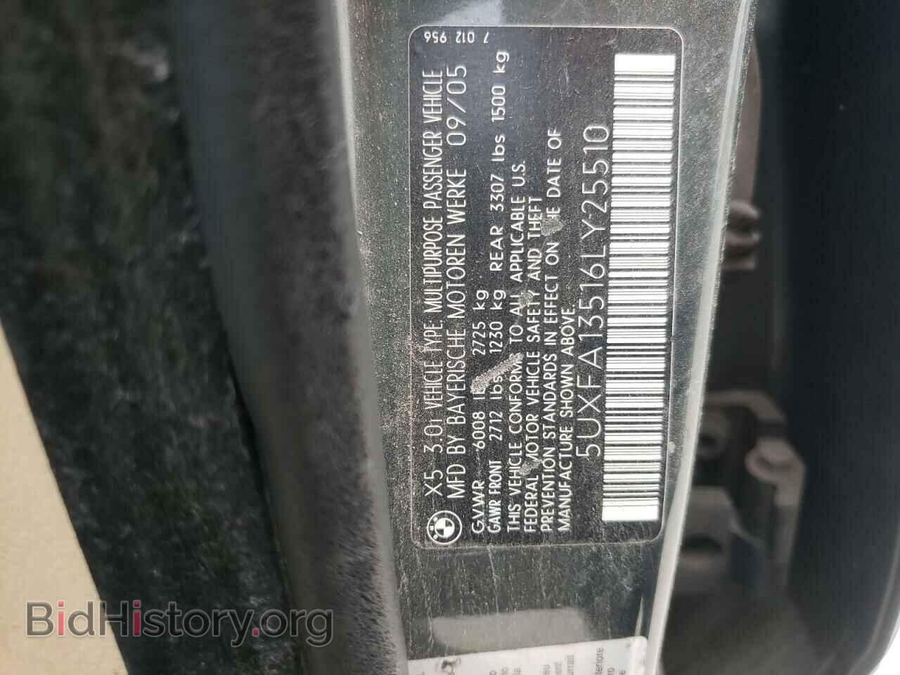 2006 BMW X5 - VIN: 5UXFA13516LY25510 - Фото 10