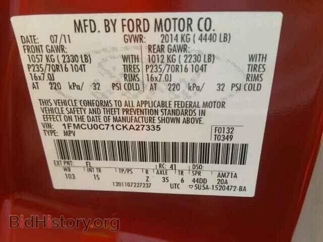 2012 FORD ESCAPE - VIN: 1FMCU0C71CKA27335 - Фото 10