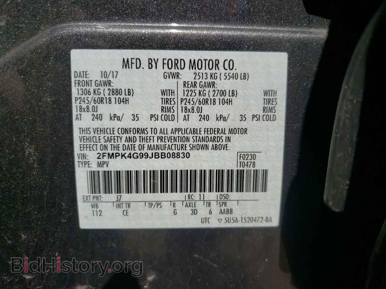 2018 FORD EDGE - VIN: 2FMPK4G99JBB08830 - Фото 10