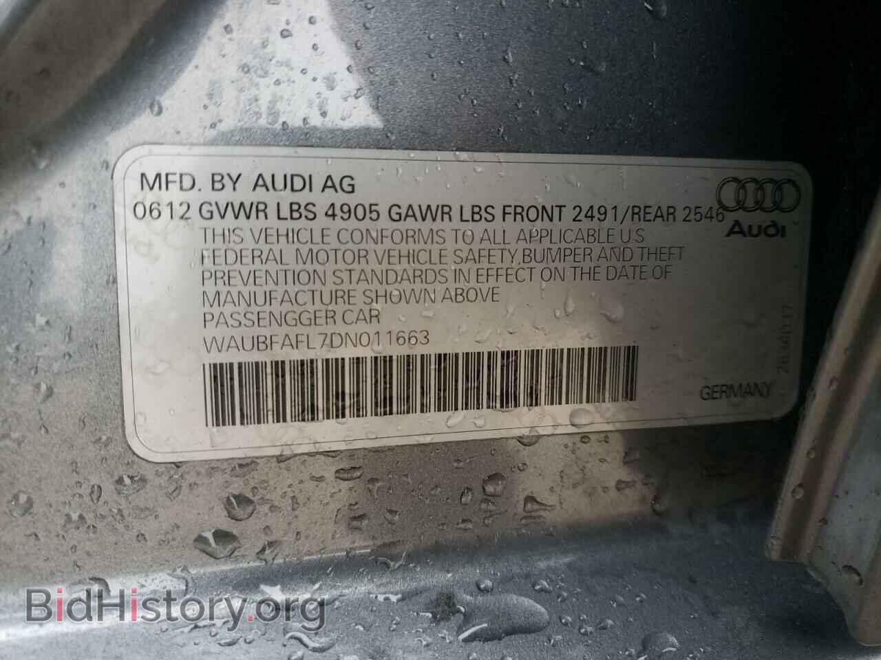 2013 AUDI A4 - VIN: WAUBFAFL7DN011663 - Фото 10