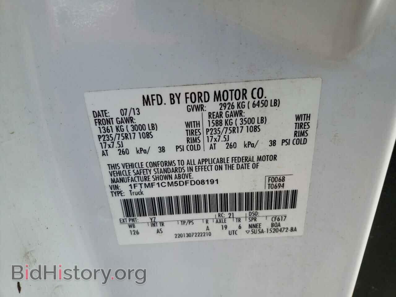 2013 FORD F150 - VIN: 1FTMF1CM5DFD08191 - Фото 10