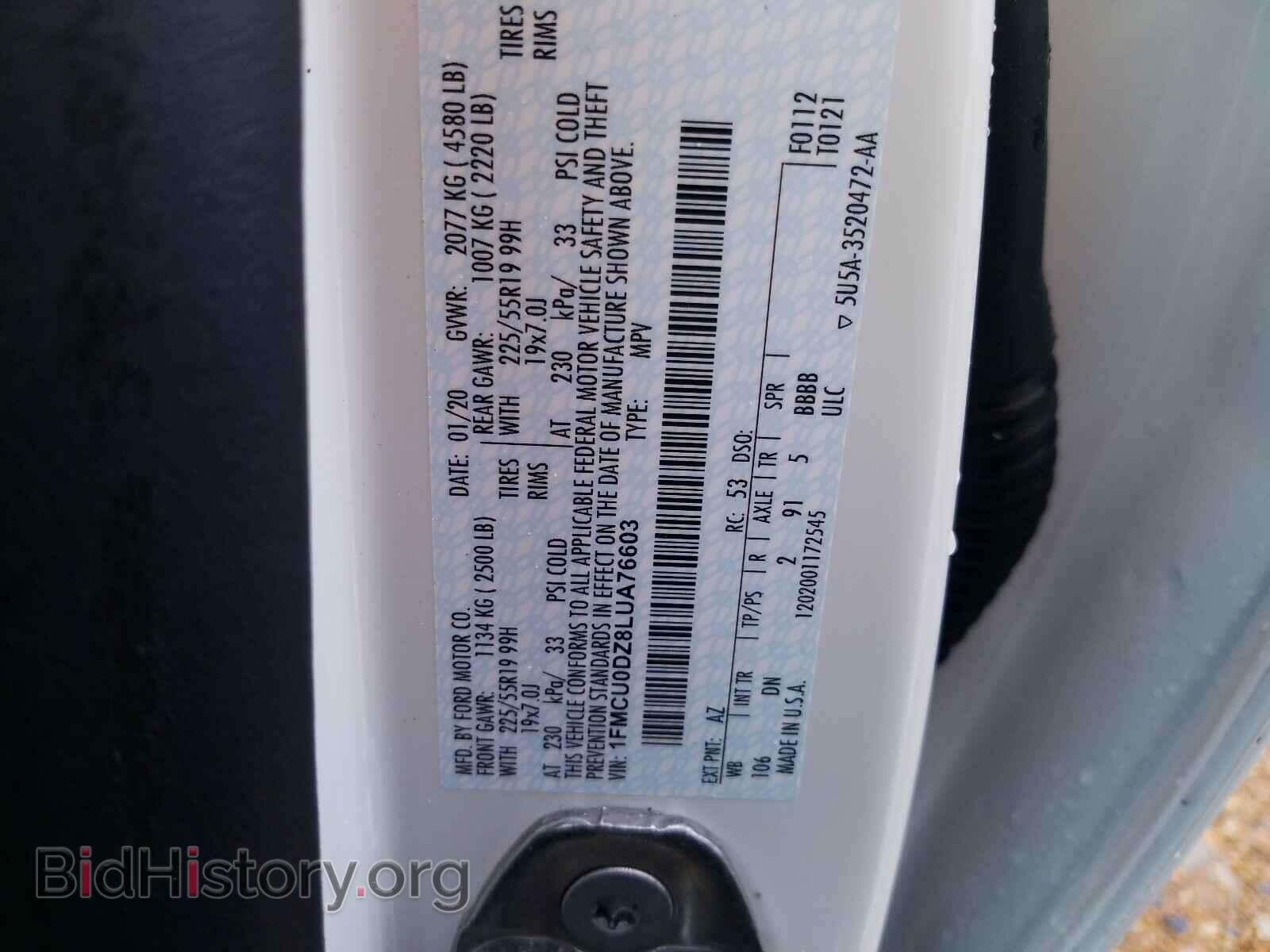 2020 FORD ESCAPE - VIN: 1FMCU0DZ8LUA76603 - Photo 10