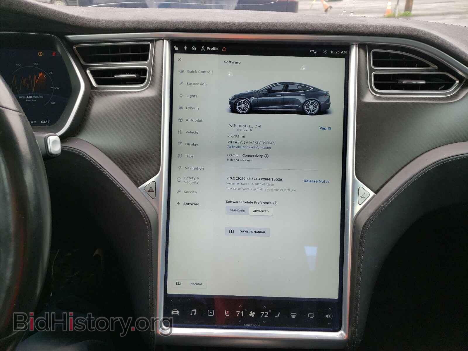 2015 TESLA MODEL S - VIN: 5YJSA1H2XFF090589 - Фото 9