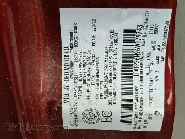 2006 FORD FOCUS - VIN: 1FAFP36N96W179743 - Фото 10