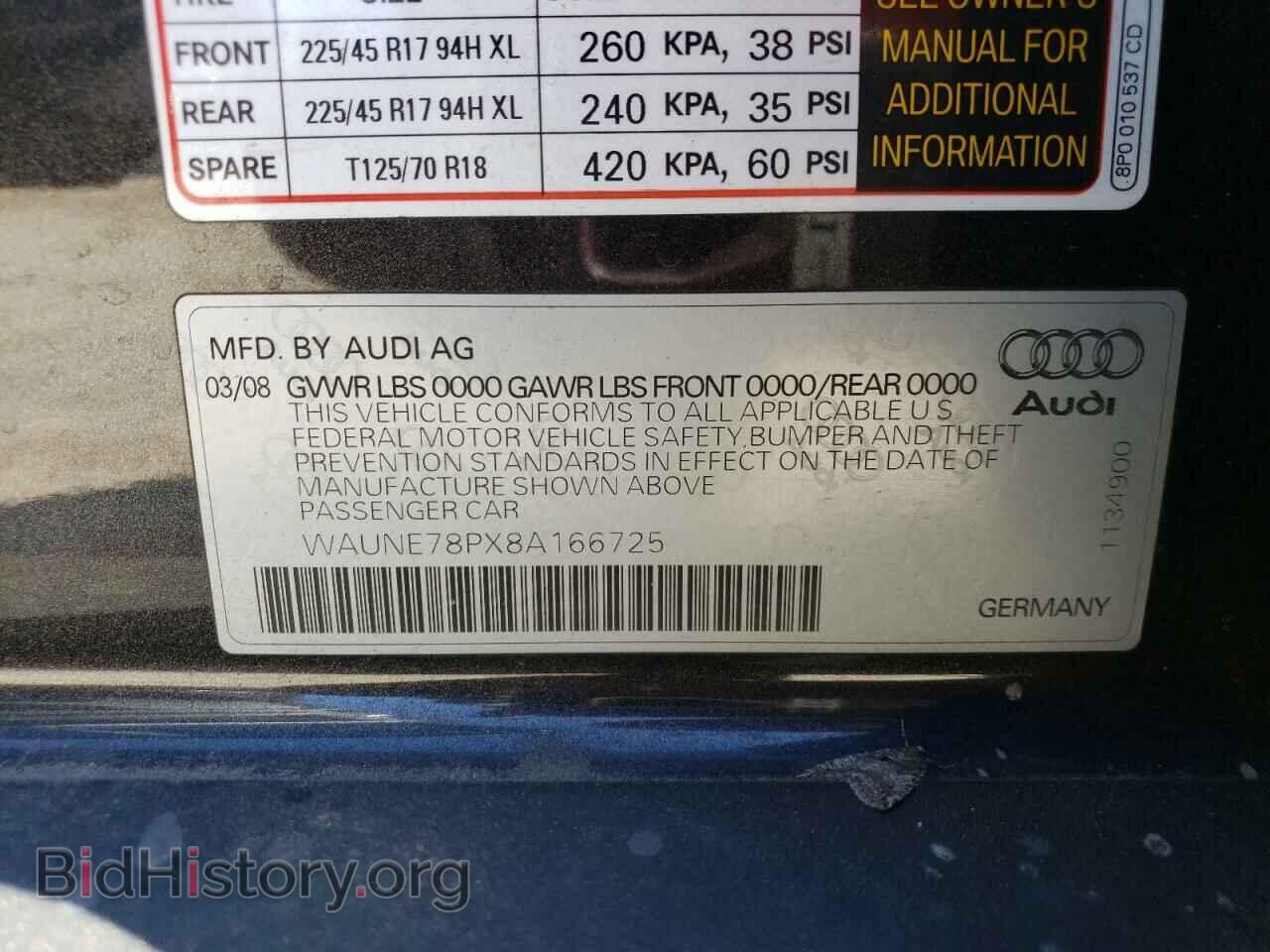 2008 AUDI A3 - VIN: WAUNE78PX8A166725 - Фото 12
