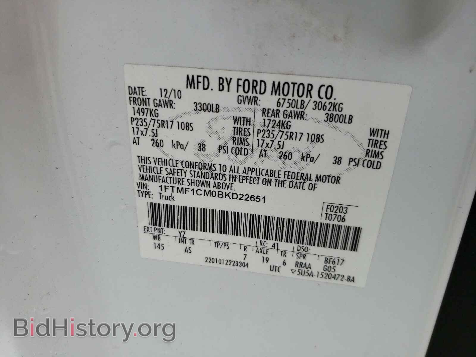 2011 FORD F150 - VIN: 1FTMF1CM0BKD22651 - Фото 10