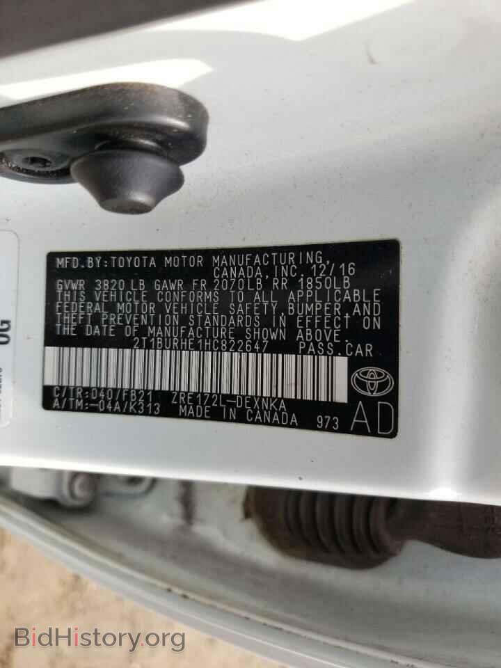 2017 TOYOTA COROLLA - VIN: 2T1BURHE1HC822647 - Photo 10