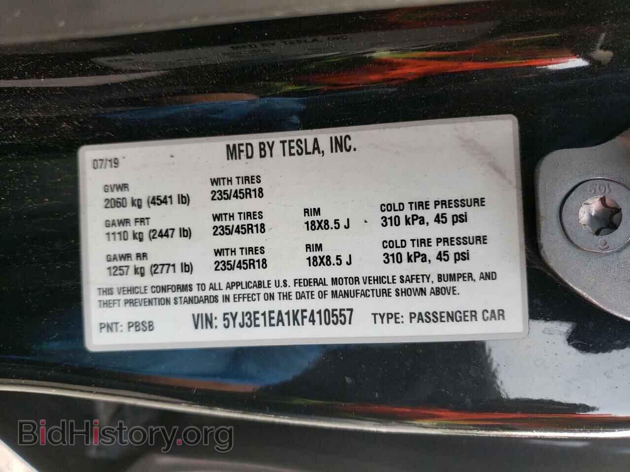 2019 TESLA MODEL 3 - VIN: 5YJ3E1EA1KF410557 - Photo 12