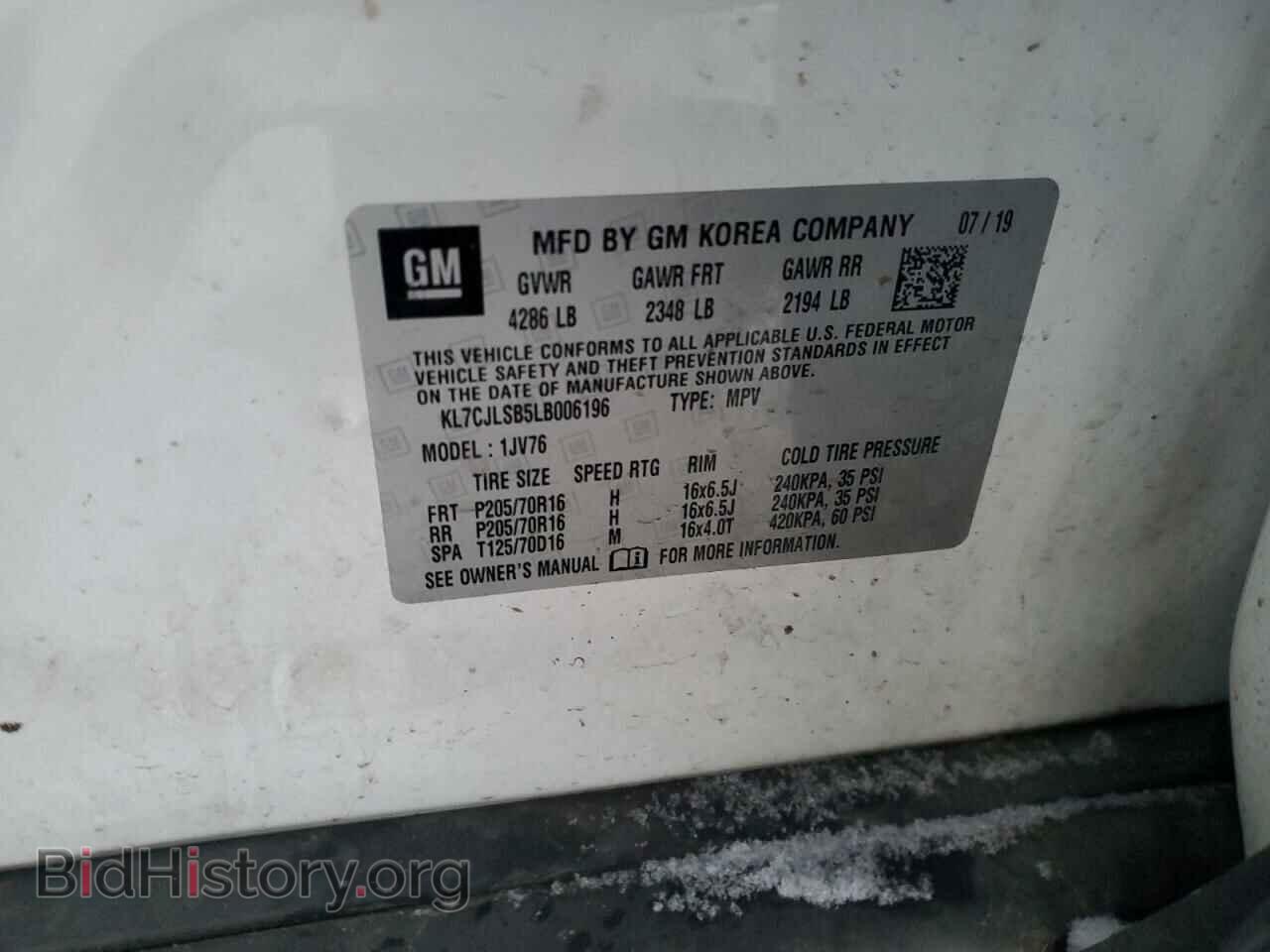 2020 CHEVROLET TRAX - VIN: KL7CJLSB5LB006196 - Фото 13