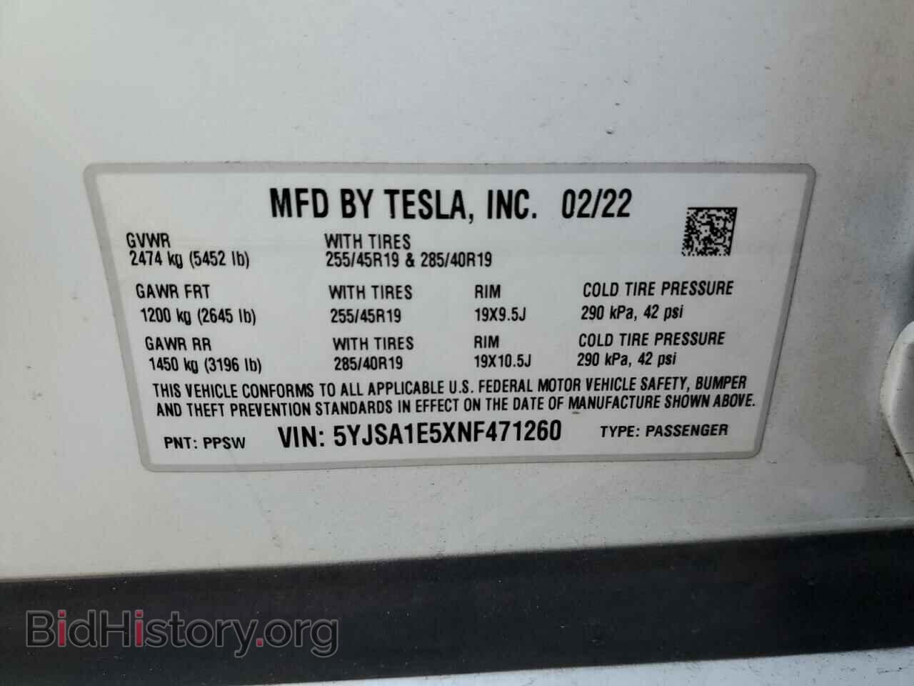 2022 TESLA MODEL S - VIN: 5YJSA1E5XNF471260 - Photo 12