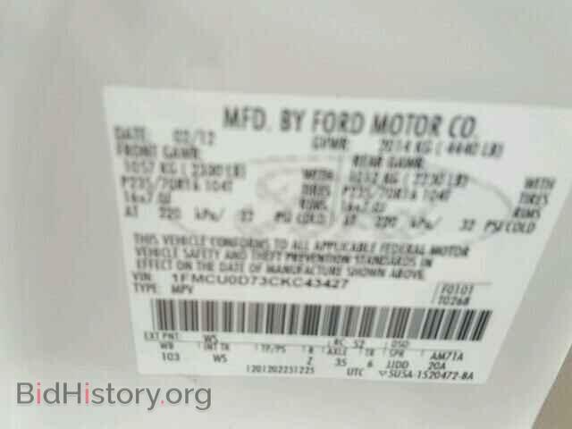 2012 FORD ESCAPE - VIN: 1FMCU0D73CKC43427 - Фото 10