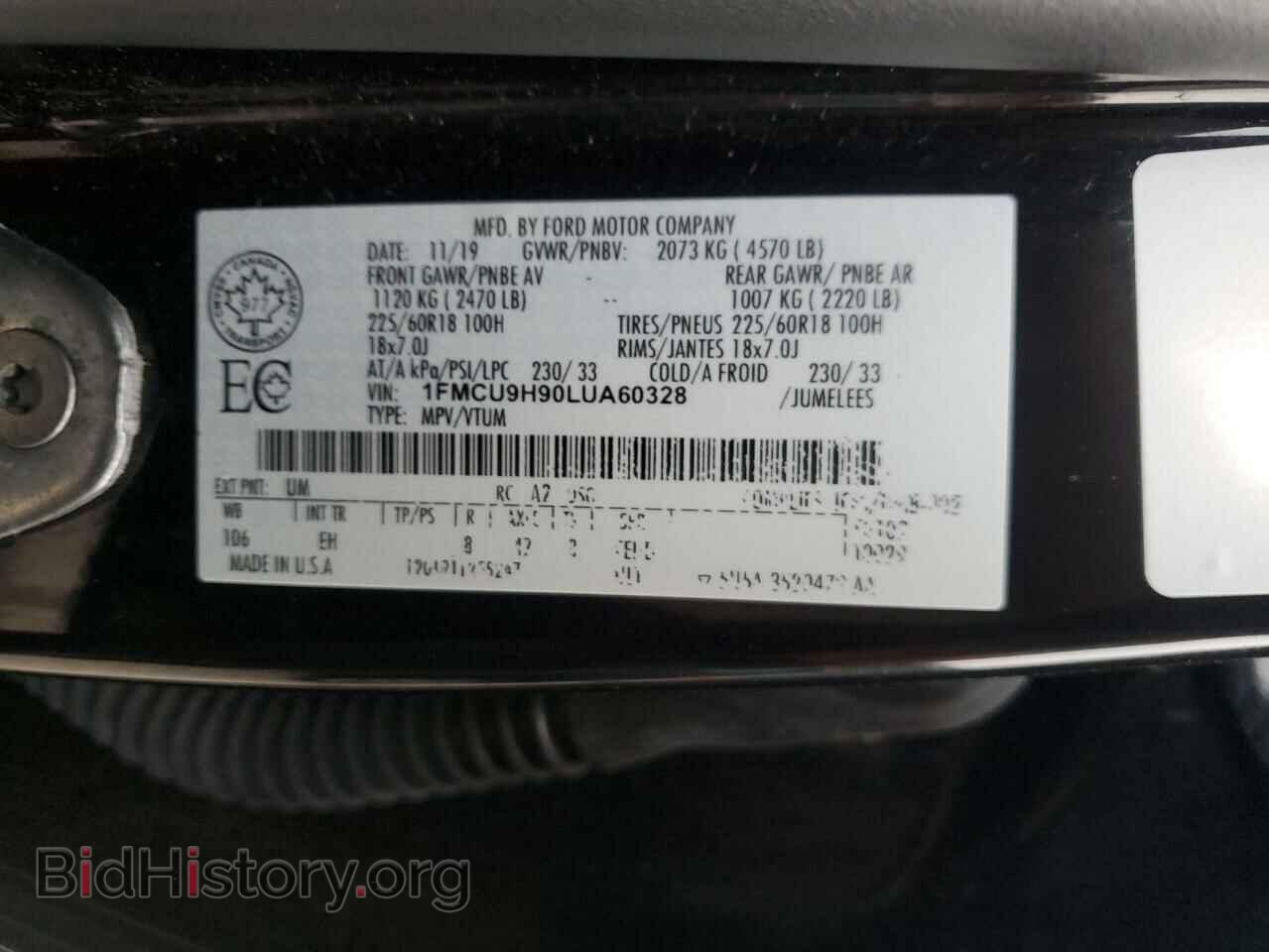 2020 FORD ESCAPE - VIN: 1FMCU9H90LUA60328 - Photo 13