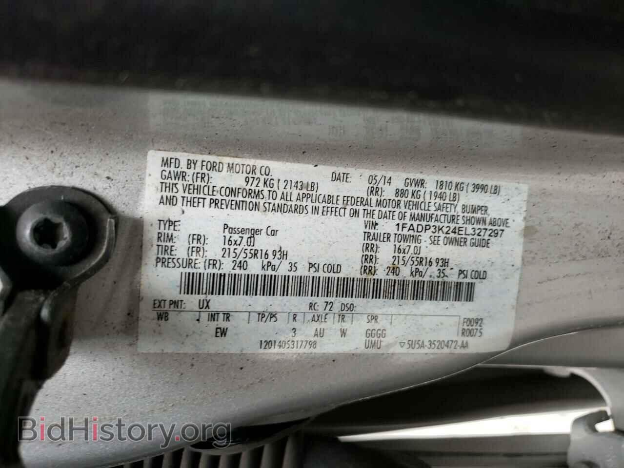 2014 FORD FOCUS - VIN: 1FADP3K24EL327297 - Фото 10