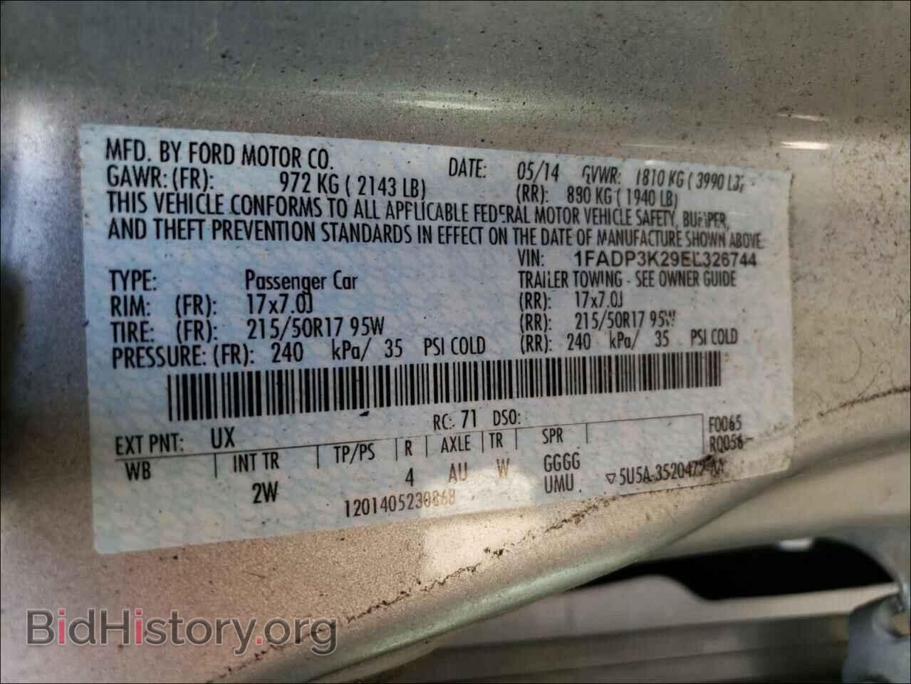2014 FORD FOCUS - VIN: 1FADP3K29EL326744 - Фото 10