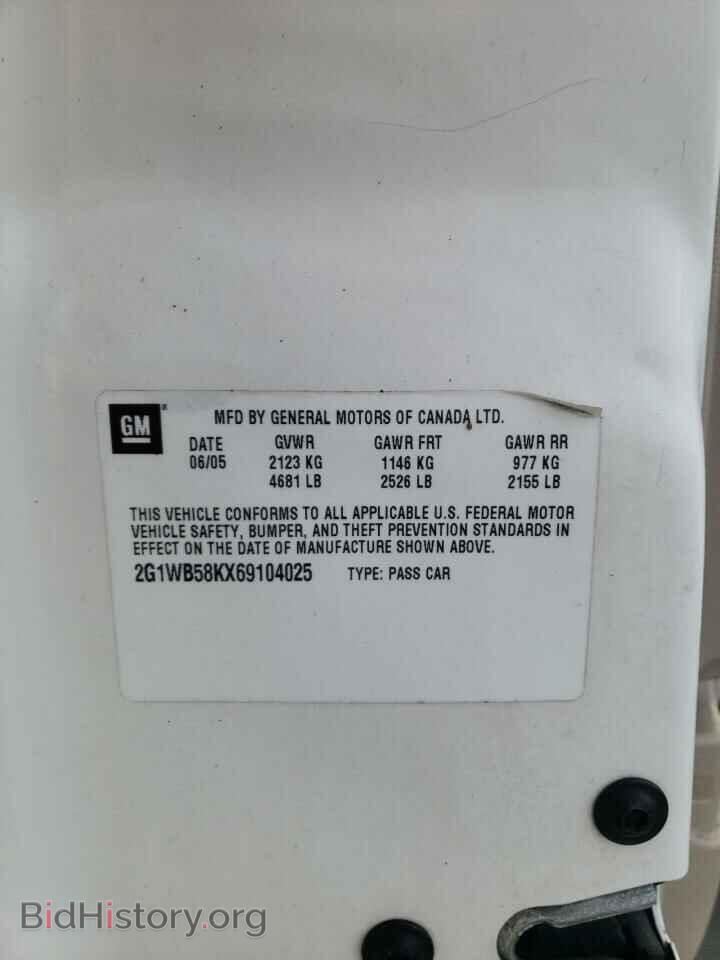 2006 CHEVROLET IMPALA - VIN: 2G1WB58KX69104025 - Фото 10