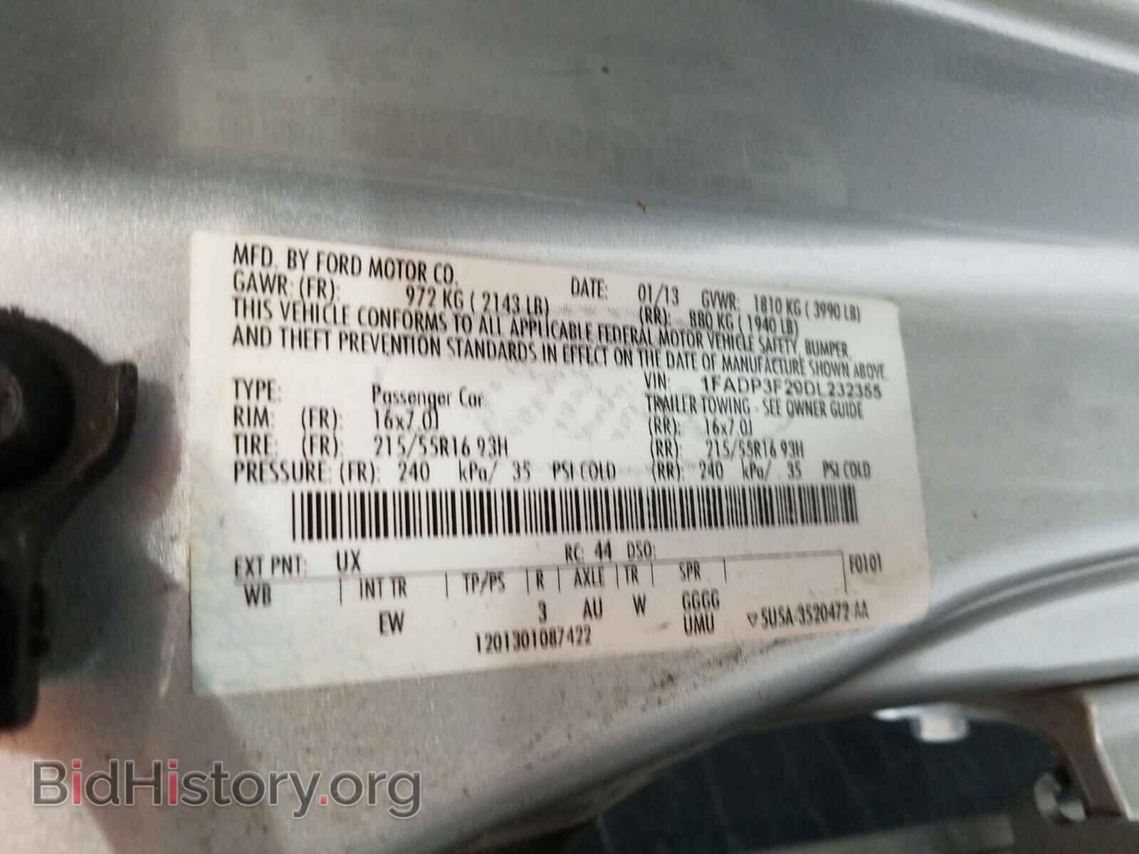 2013 FORD FOCUS - VIN: 1FADP3F29DL232355 - Фото 10