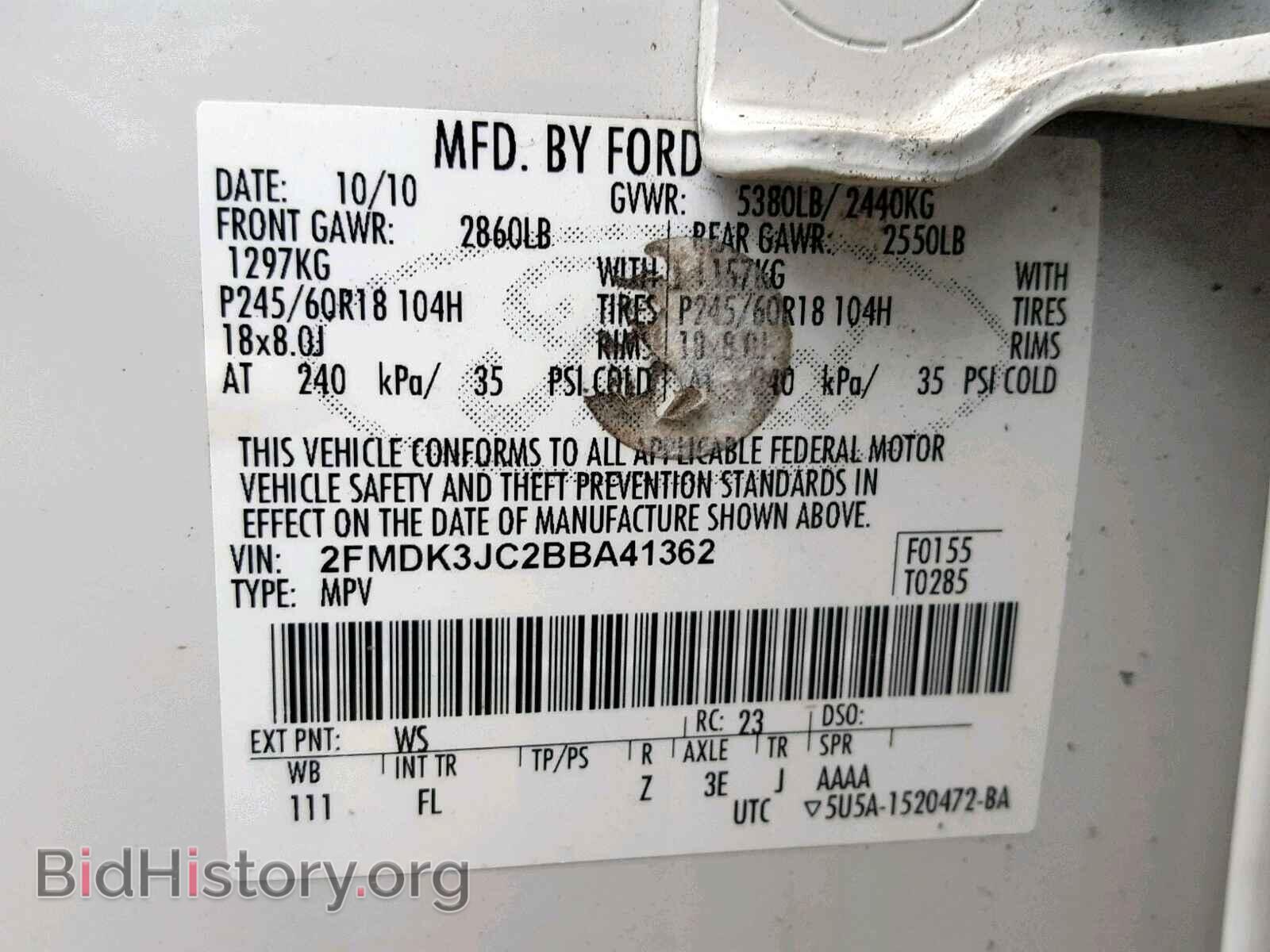 2011 FORD EDGE SEL - VIN: 2FMDK3JC2BBA41362 - Photo 10