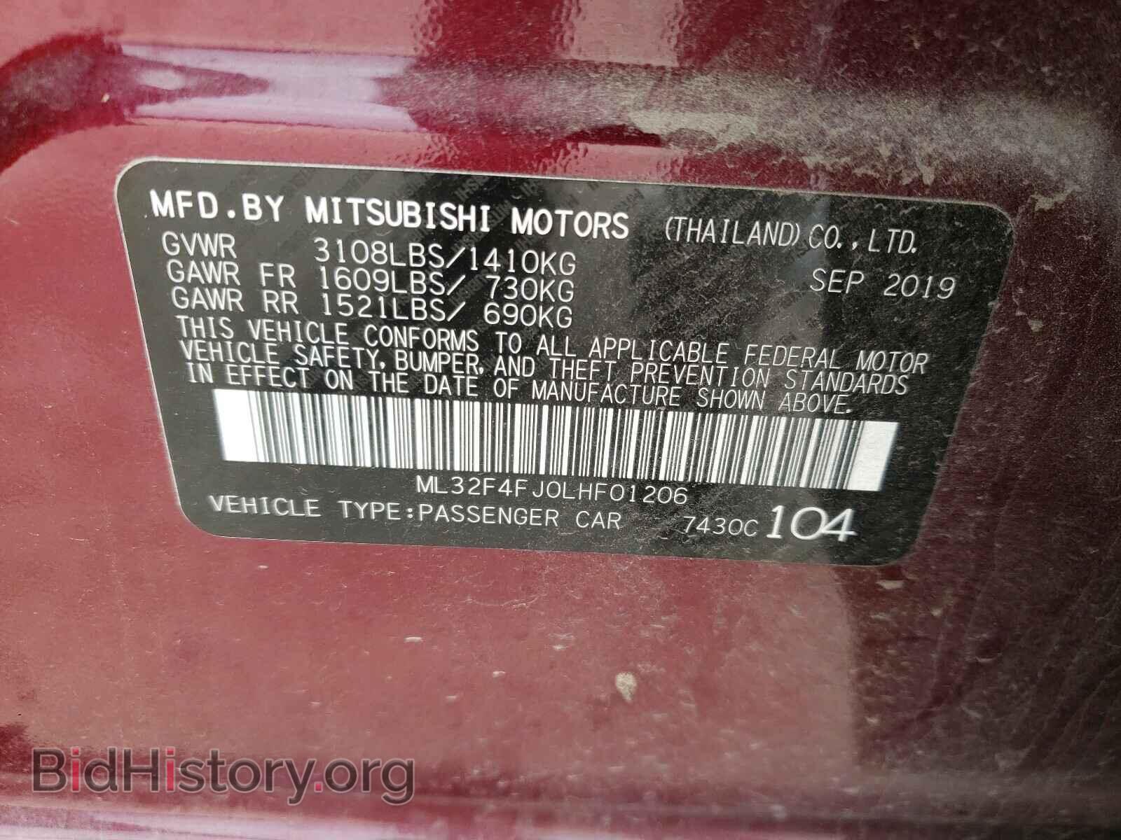 2020 MITSUBISHI MIRAGE - VIN: ML32F4FJ0LHF01206 - Фото 10