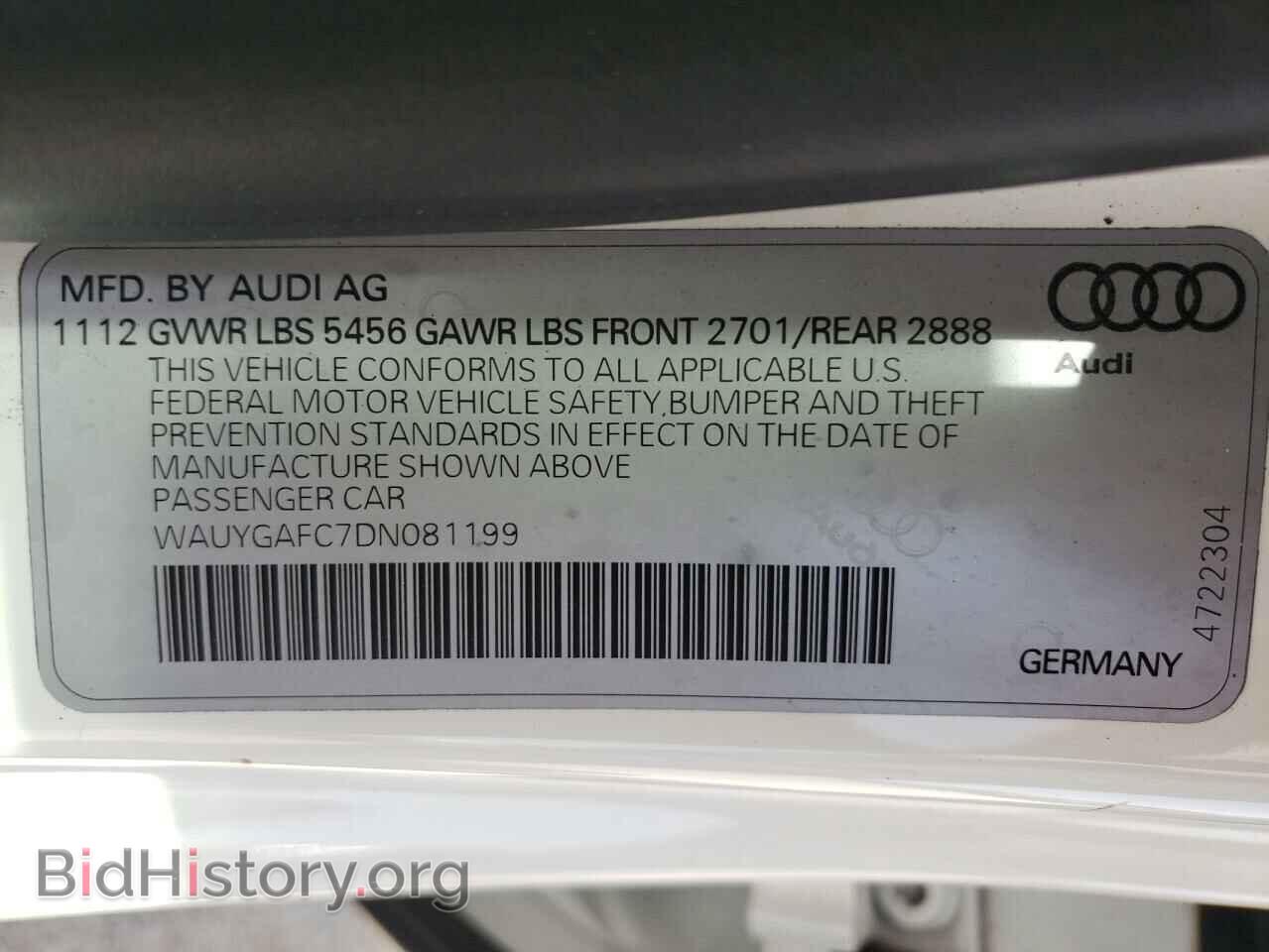 2013 AUDI A7 - VIN: WAUYGAFC7DN081199 - Фото 10