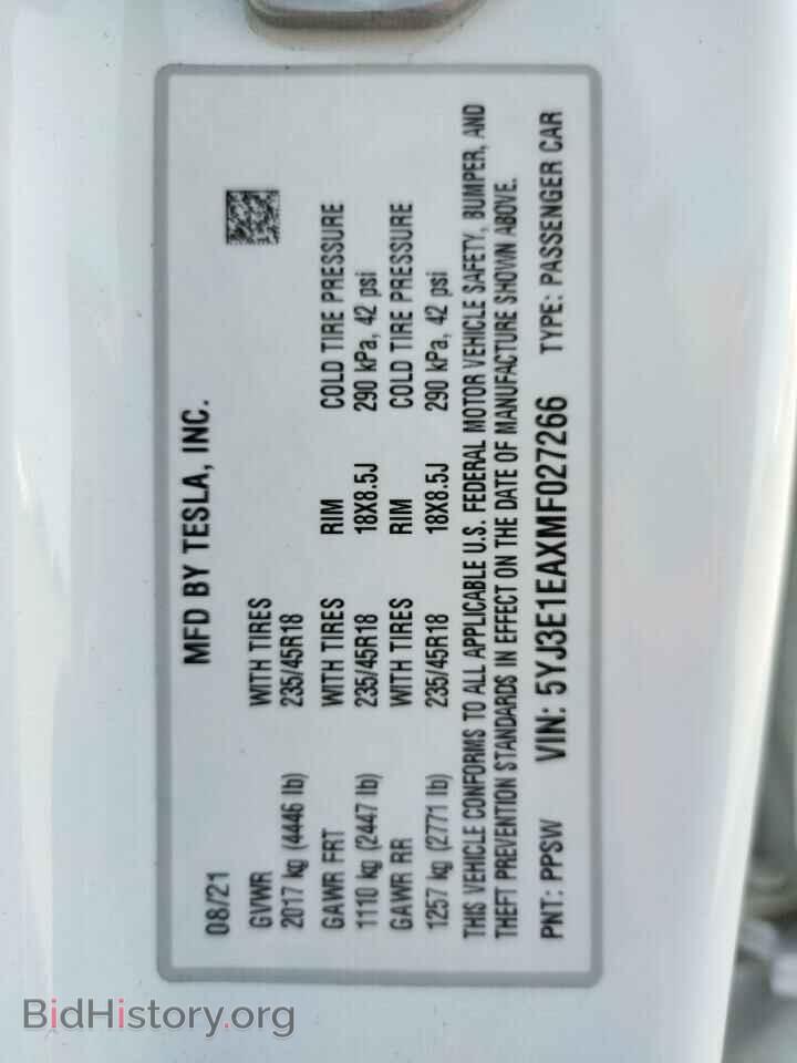 2021 TESLA MODEL 3 - VIN: 5YJ3E1EAXMF027266 - Photo 10