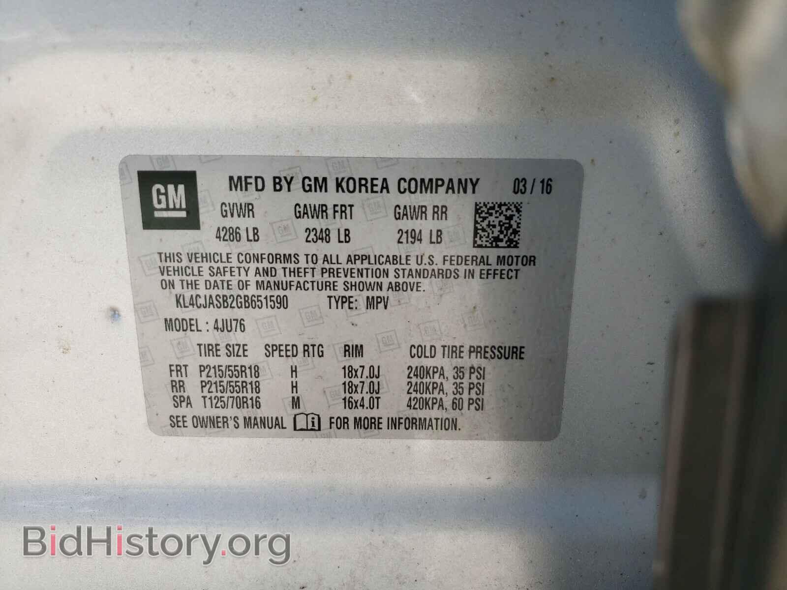 2016 BUICK ENCORE - VIN: KL4CJASB2GB651590 - Фото 10