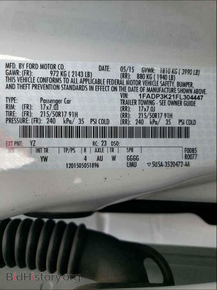 2015 FORD FOCUS - VIN: 1FADP3K21FL304447 - Фото 10