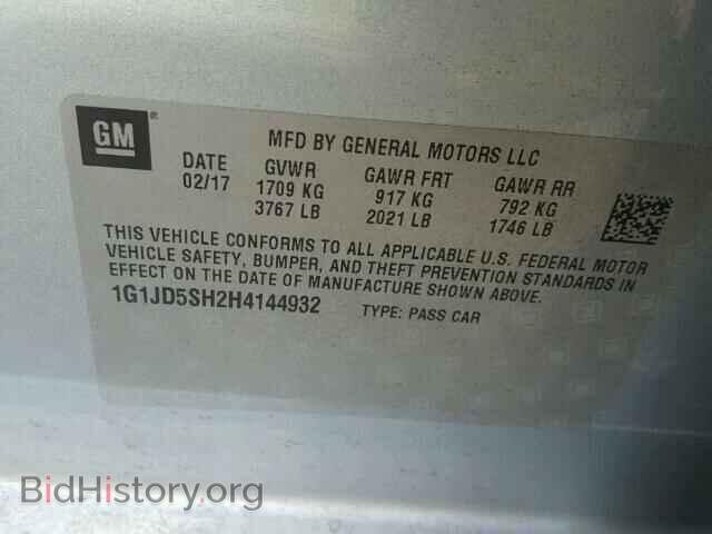 2017 CHEVROLET SONIC - VIN: 1G1JD5SH2H4144932 - Фото 10