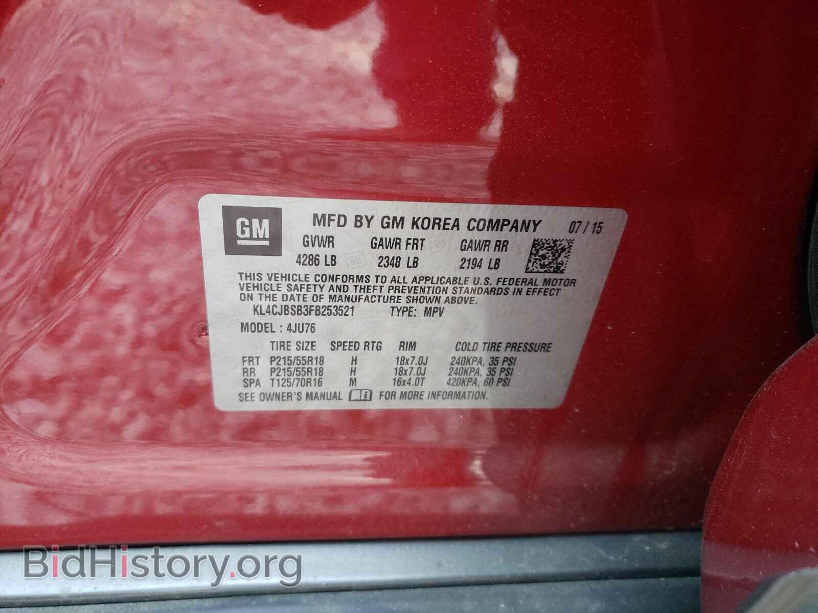 2015 BUICK ENCORE - VIN: KL4CJBSB3FB253521 - Фото 10